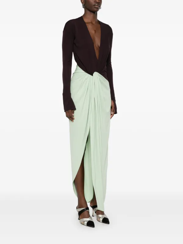 Victoria Beckham knot-detail Jersey Gown | Green | FARFETCH