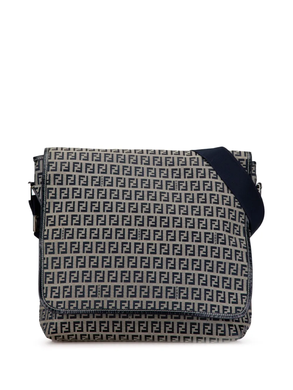 Pre-owned Fendi 2000-2010 Zucchino Canvas Crossbody Bag In Blue