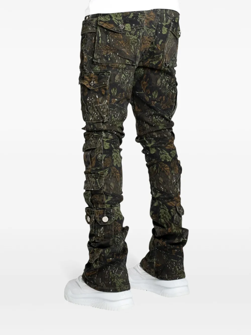 Guapi Camouflage-print Jeans In Grün