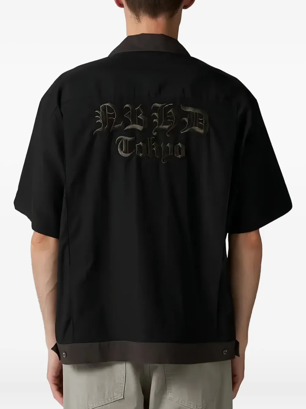 Neighborhood short-sleeved panelled bowling shirt Zwart