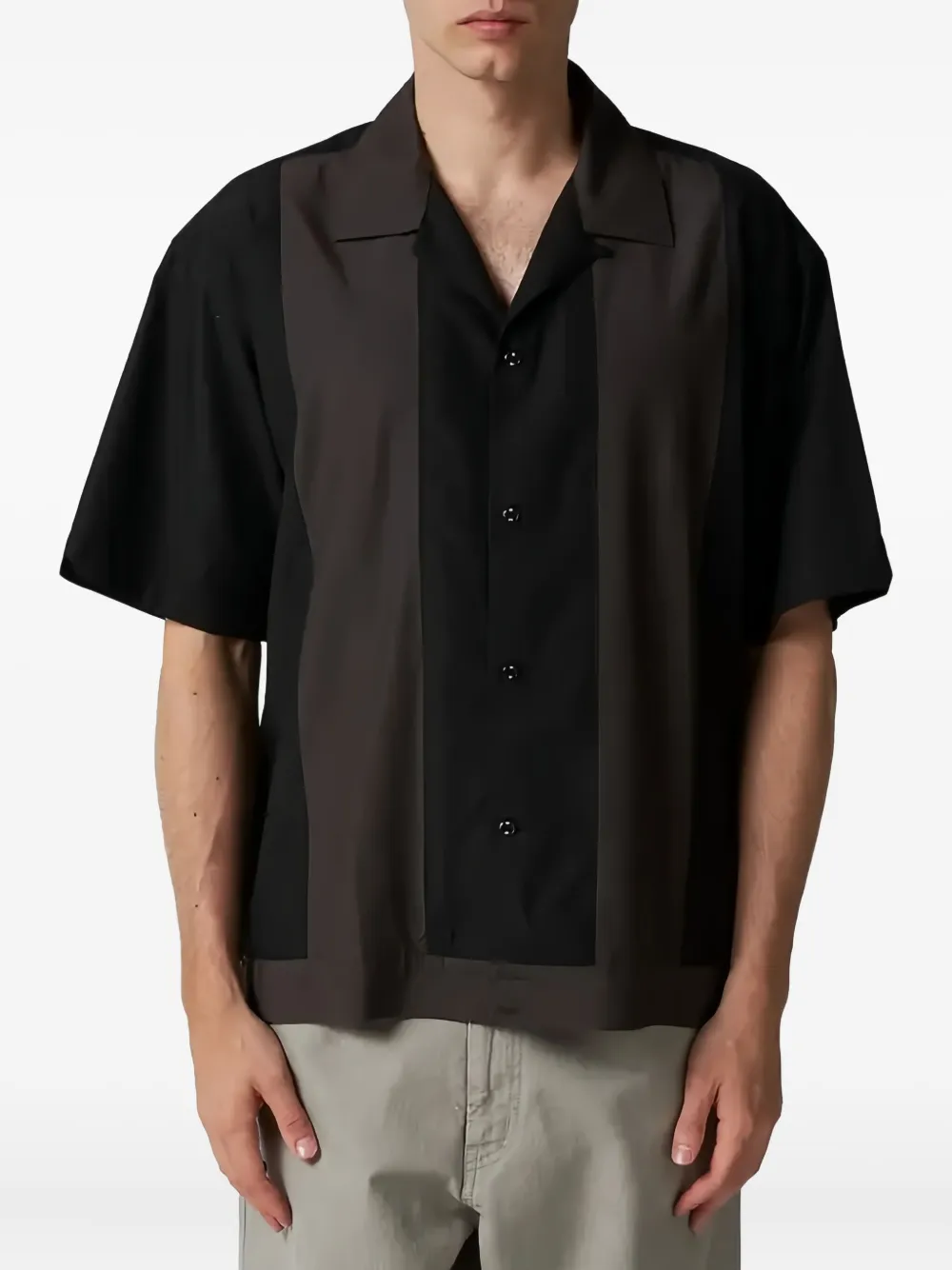 Neighborhood short-sleeved panelled bowling shirt - Zwart