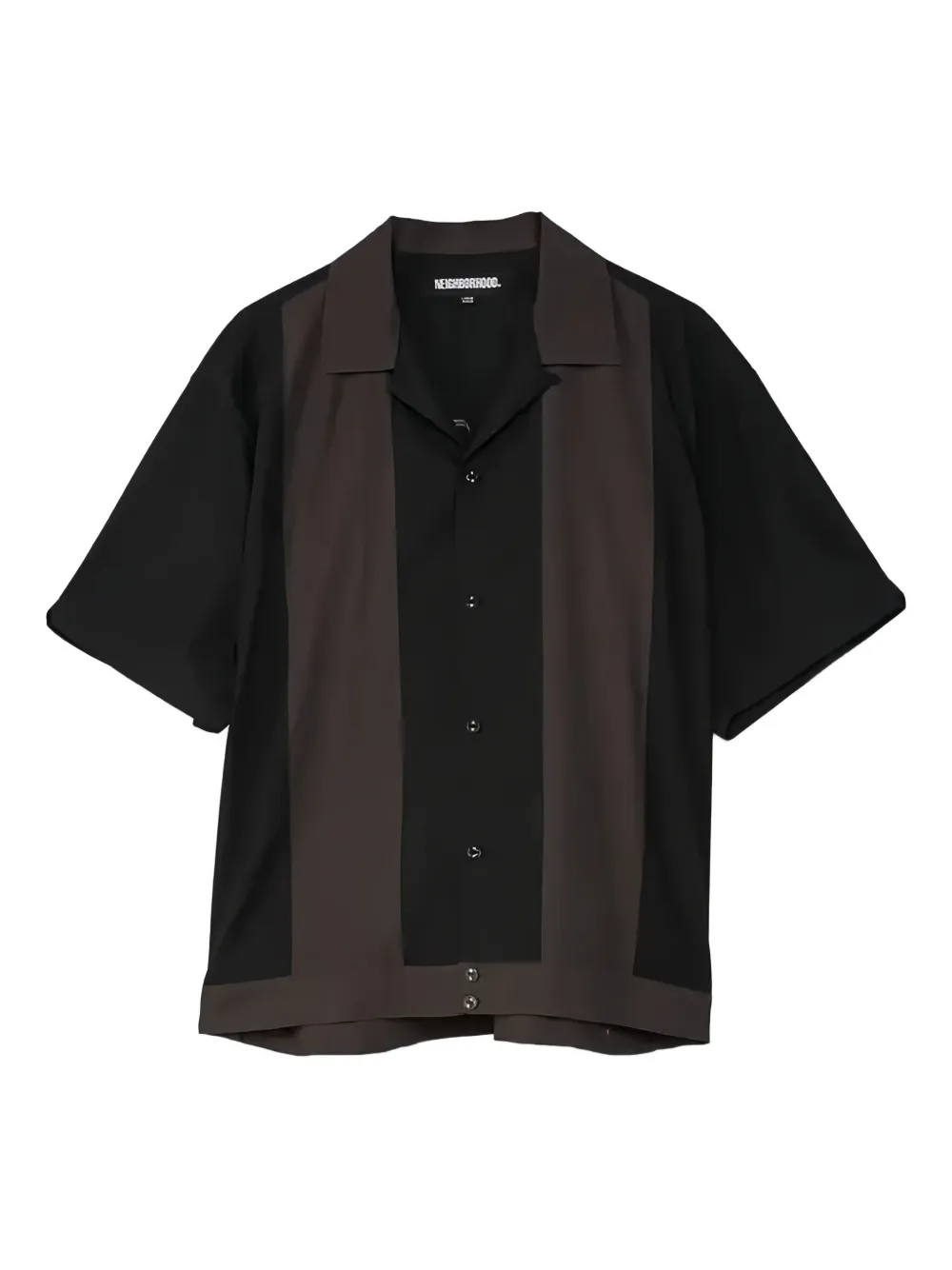 Neighborhood short-sleeved panelled bowling shirt Zwart