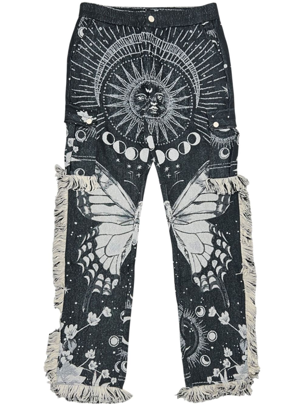 GUAPI tapestry-print jeans - Black