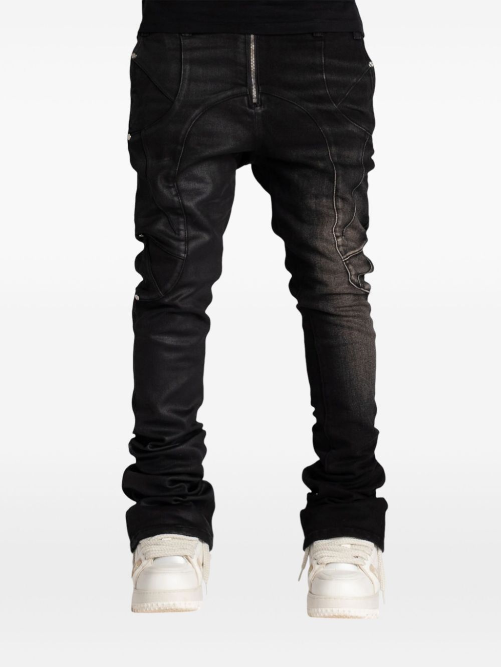 GUAPI waxed-effect jeans - Zwart