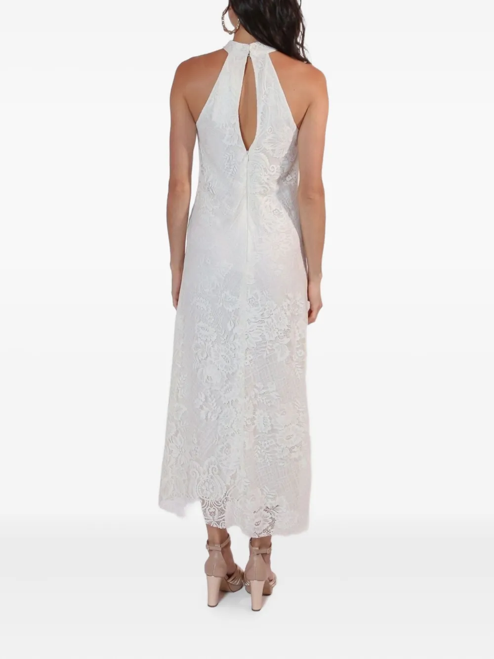 Lethicia Bronstein Sunrise Halterneck Lace Dress In Burgundy