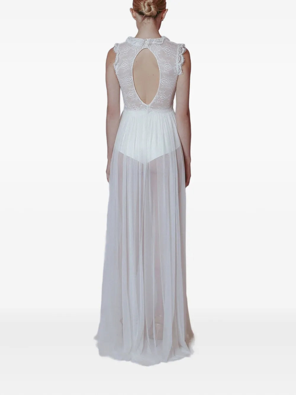 Lethicia Bronstein Lace-pattern Keyhole Dress In Gold