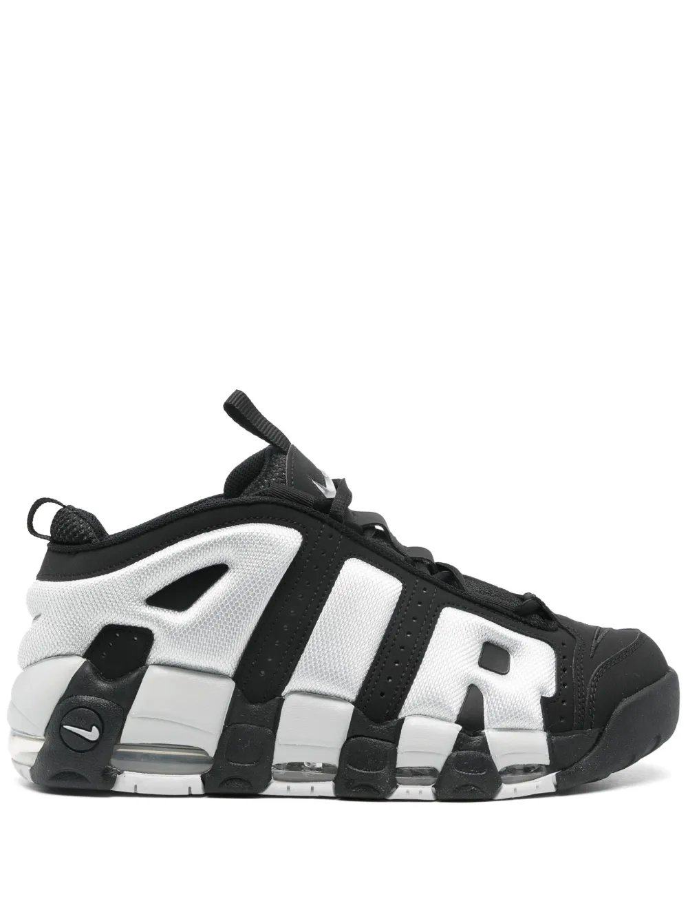 Nike Black & White Air More Uptempo Low Sneakers In 001 Nero/blanco