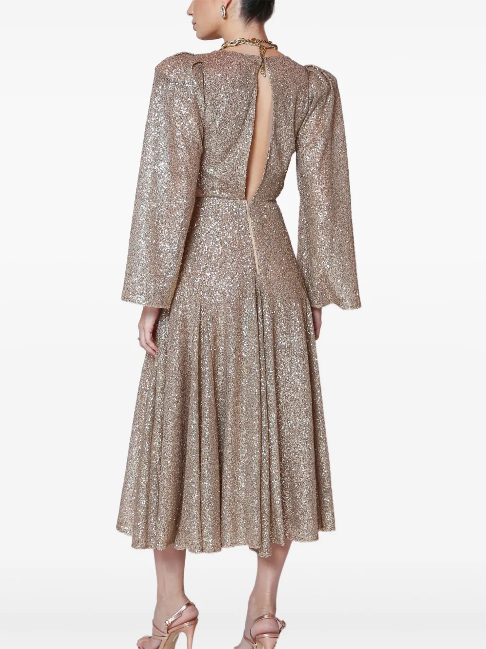 Lethicia Bronstein Carol Dieckmann midi-jurk met glitters Goud