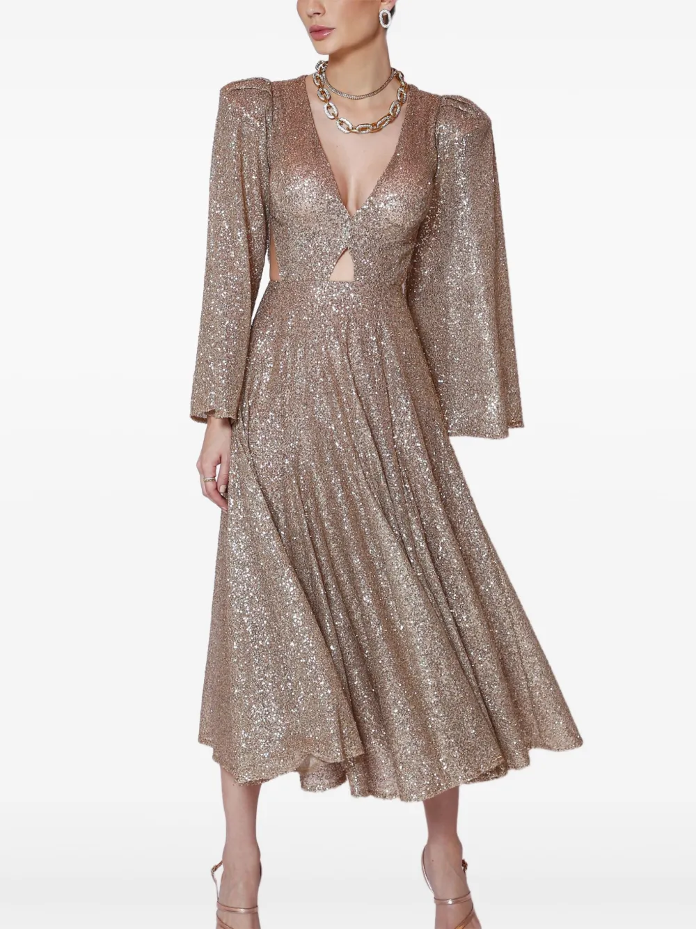 Lethicia Bronstein Carol Dieckmann midi-jurk met glitters Goud