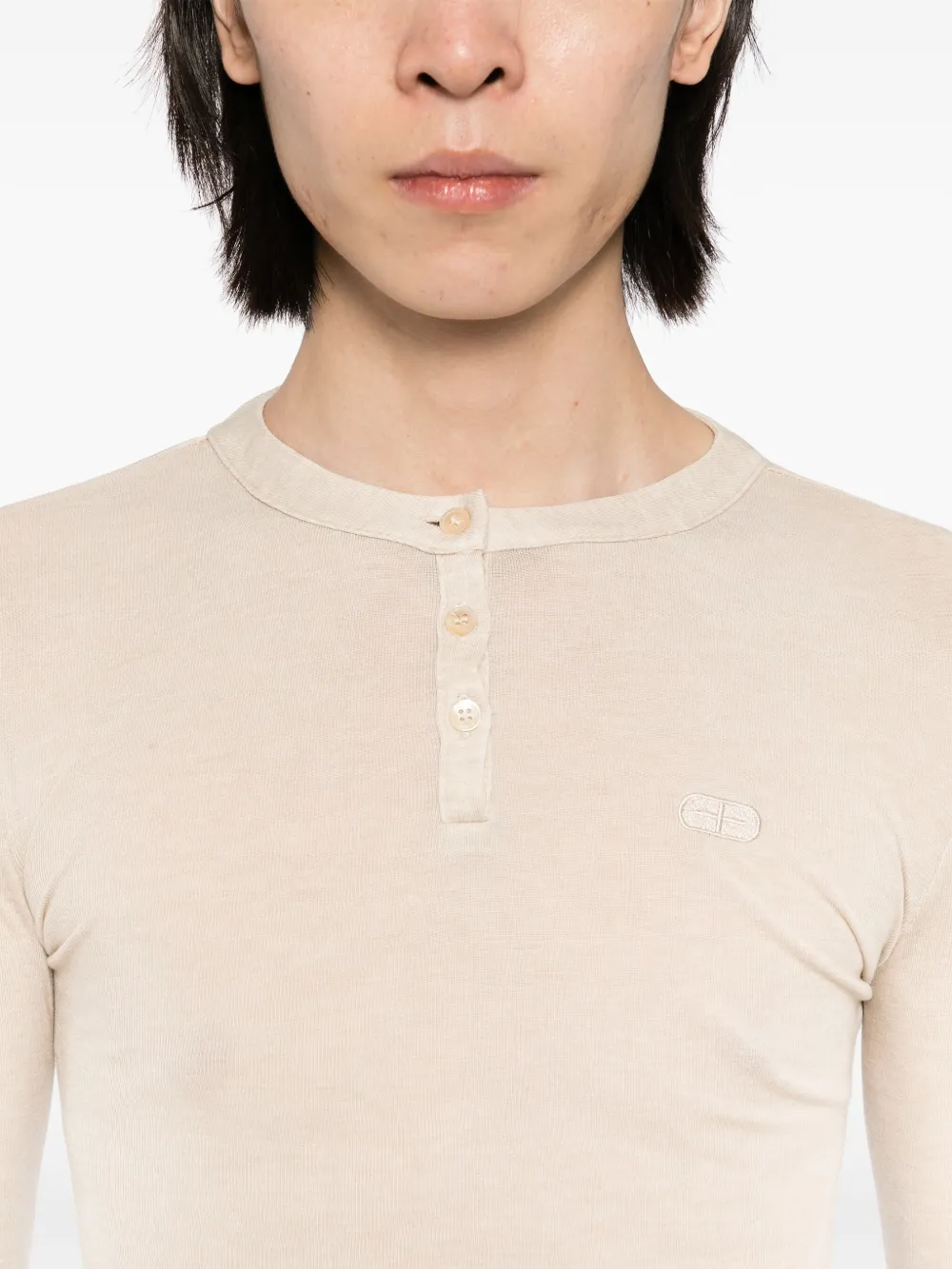 Ground Zero T-shirt met geborduurd logo Beige
