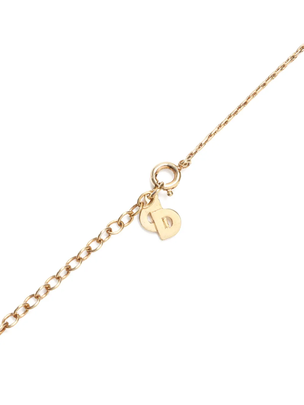 Pre-owned Dior 1990 Rhinestone-embellished Necklace In Gold