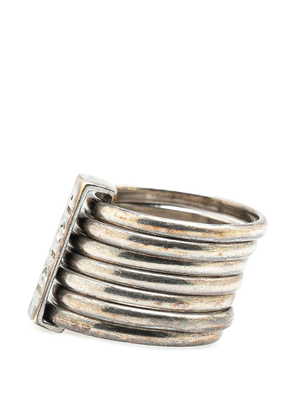 Christian Dior Pre-Owned 20th Century Sterling Silver Logo 7 Band costume ring - Zilver