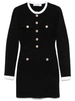 Self-Portrait Sequin Knit Mini Dress | Black | FARFETCH