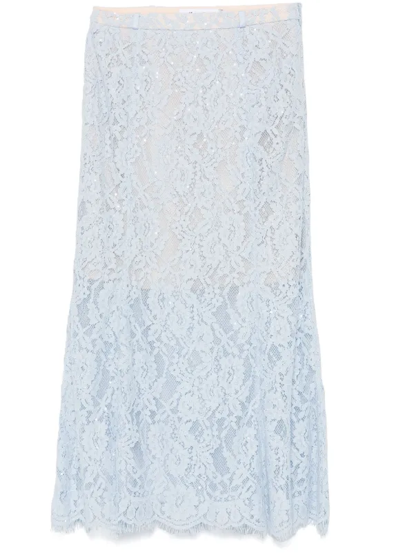【送料&関税込】self-portrait Blue Lace Flared Midi Skirt Blue Fine Lace Midi Dress – self-portrait-US