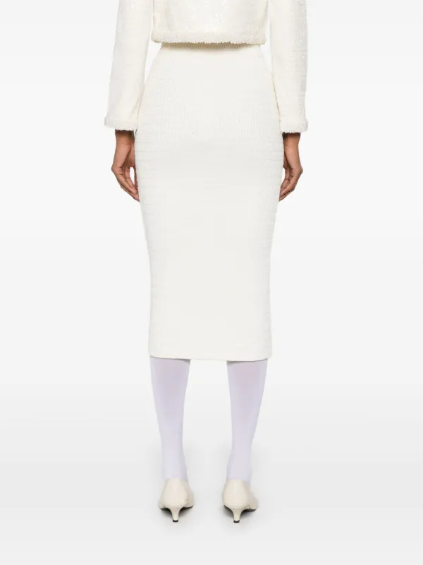 Self-Portrait Lurex Knitted Midi Skirt | Neutrals | FARFETCH JO