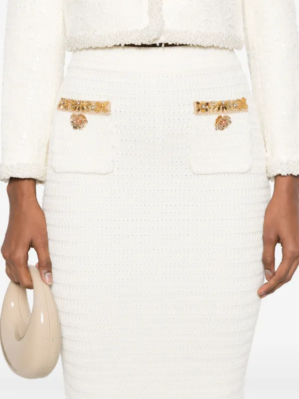 【送料&関税込】self-portrait Lurex Knitted Midi Skirt Self-Portrait Lurex Knitted Midi Skirt | Neutrals | FARFETCH JO