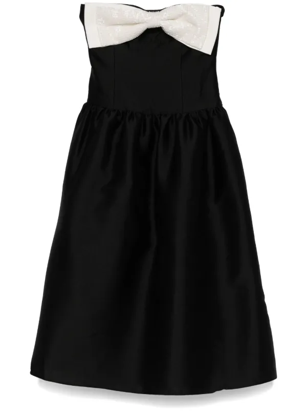 【送料&関税込】self-portrait Taffeta Contrast Bow Midi Dres Self-Portrait Taffeta contrast-bow Midi Dress | Black | FARFETCH