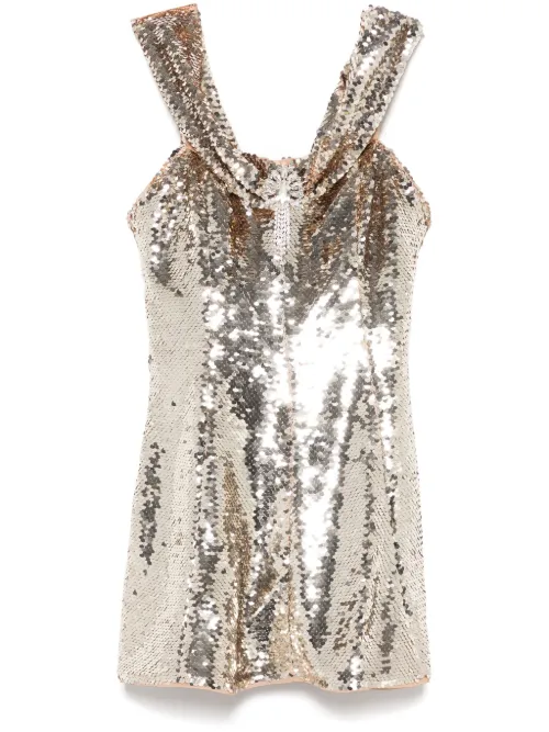 Robe courte ornée de sequins à épaules dénudées - Self-Portrait - Modalova