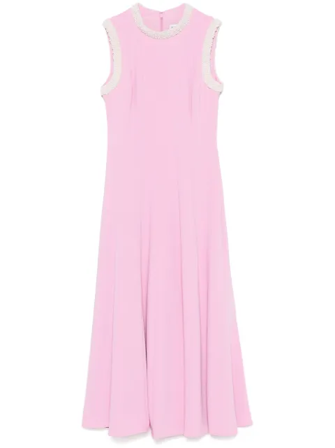 Self-Portrait crepe faux-pearl-trim midi dress