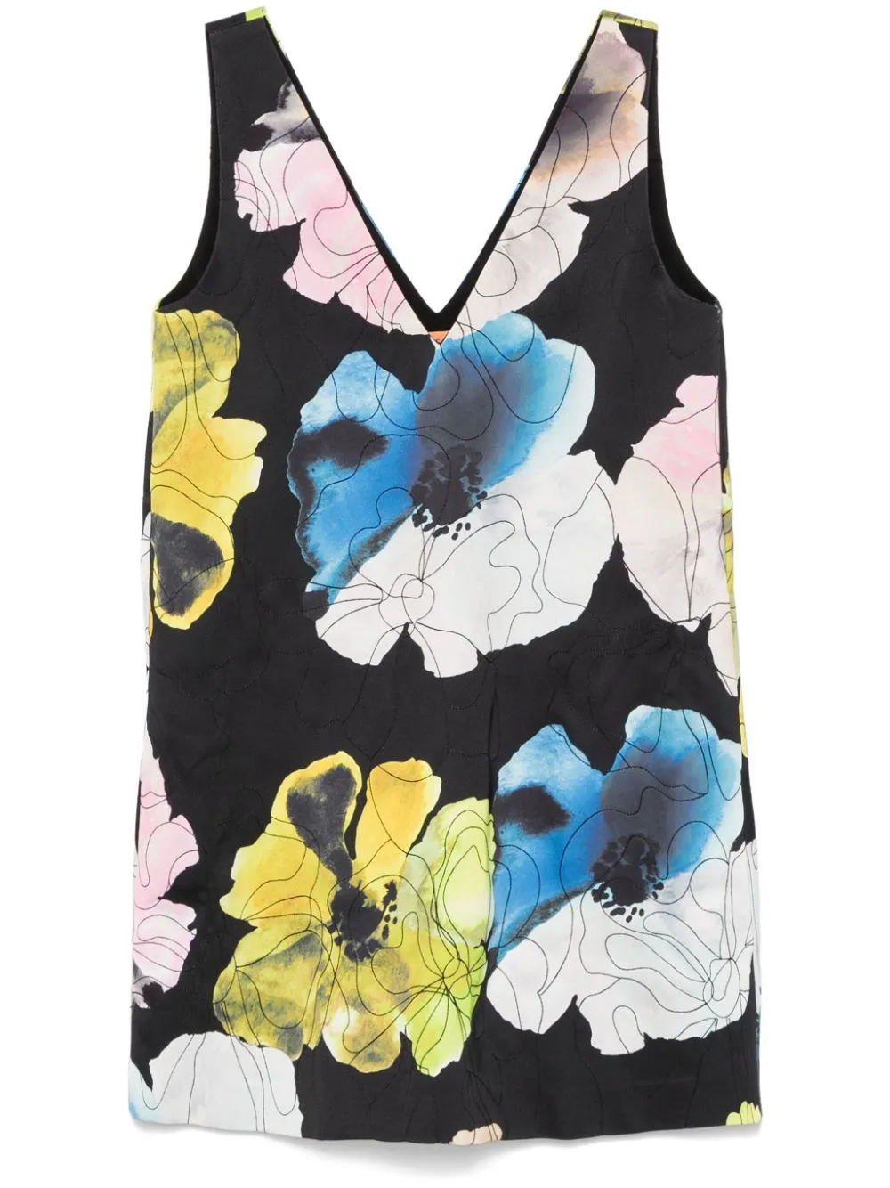 Stine Goya Embroidered Crepe Shift Minidress In Black
