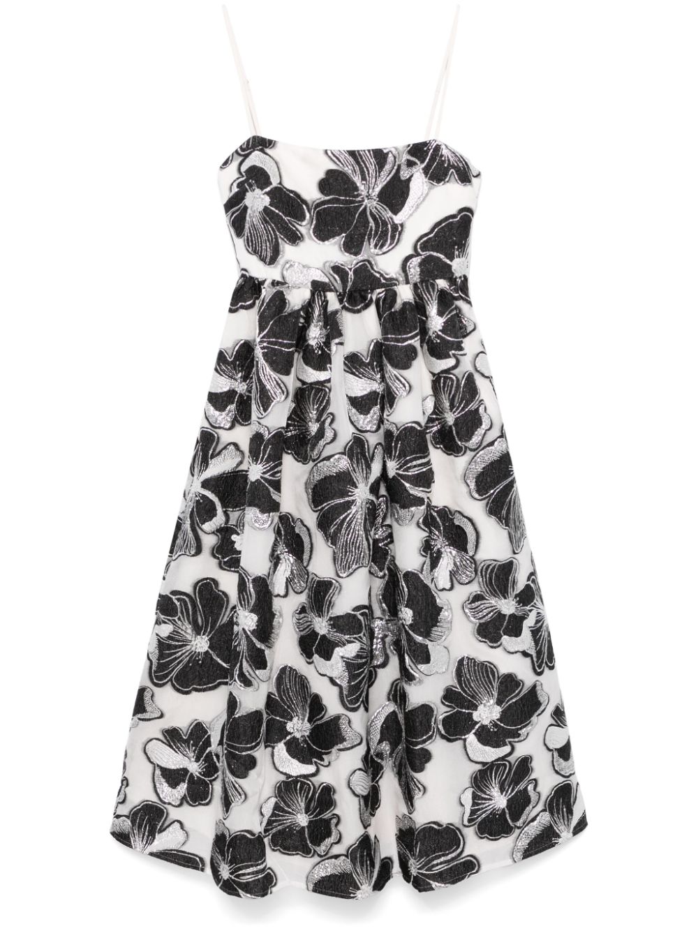 Anemone-jacquard voluminous midi dress