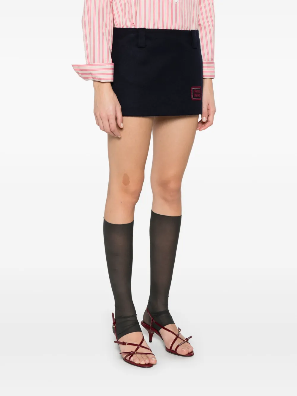 Miu Mini-rok met geborduurd logo Blauw