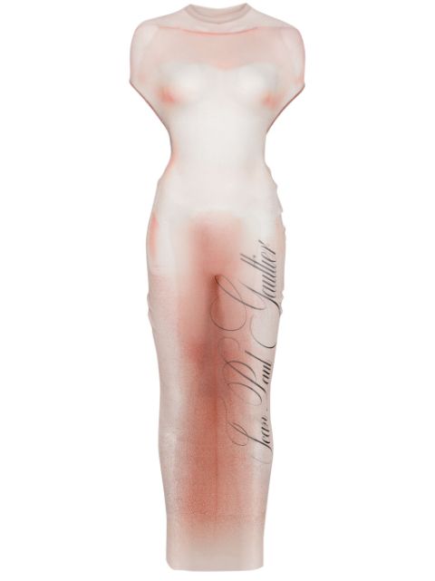 Jean Paul Gaultier Maxi-jurk met silhouetprint