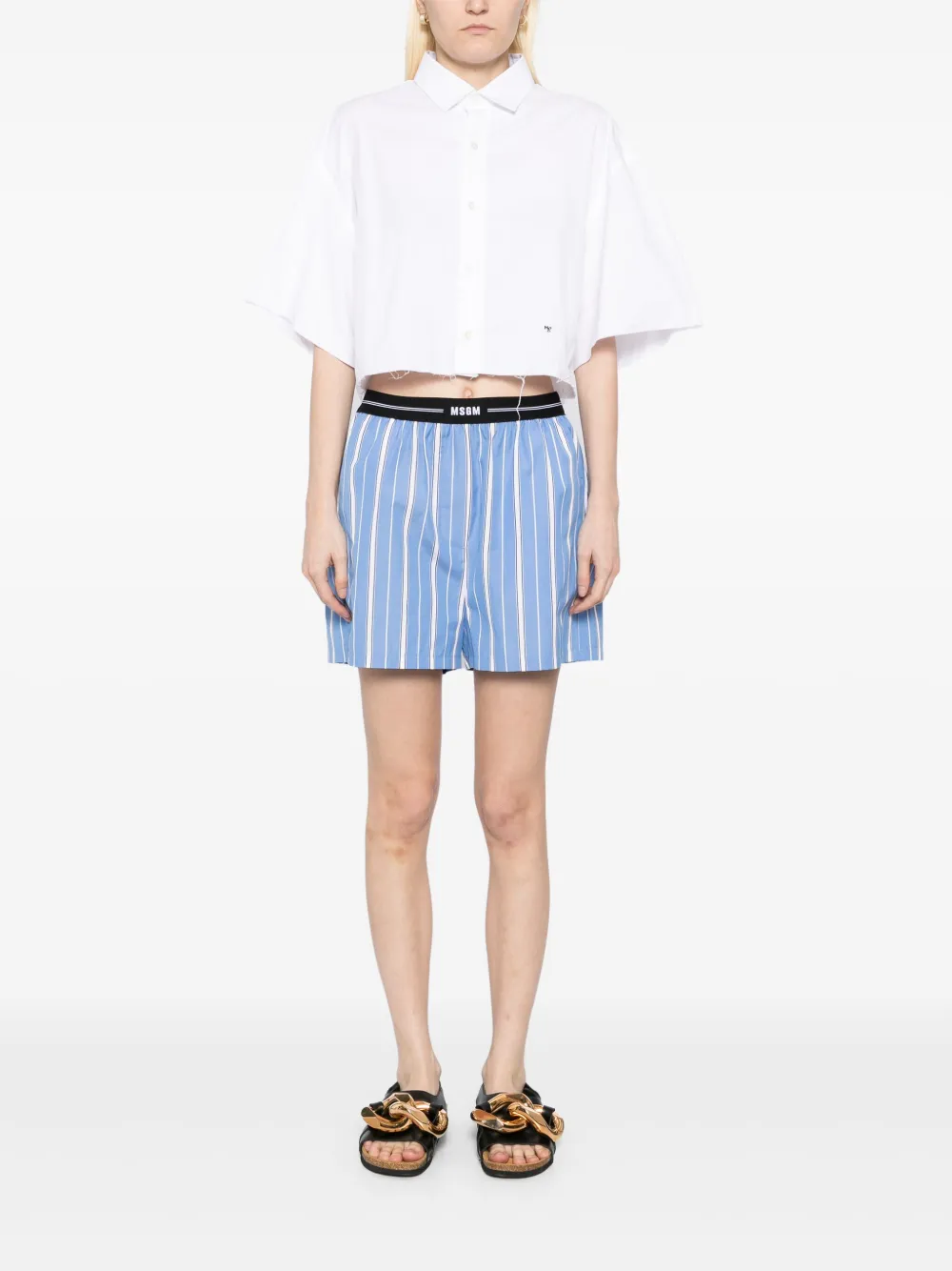 MSGM Gestreepte shorts - Blauw