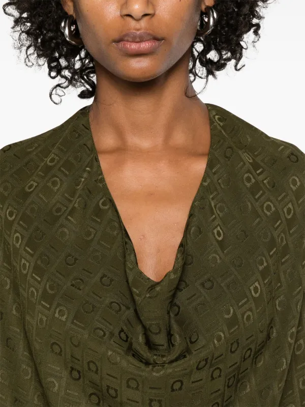 ワンピース SALVATORE FERRAGAMO Olive Green Silk Dress Ferragamo Monogram Silk Dress | Green | FARFETCH
