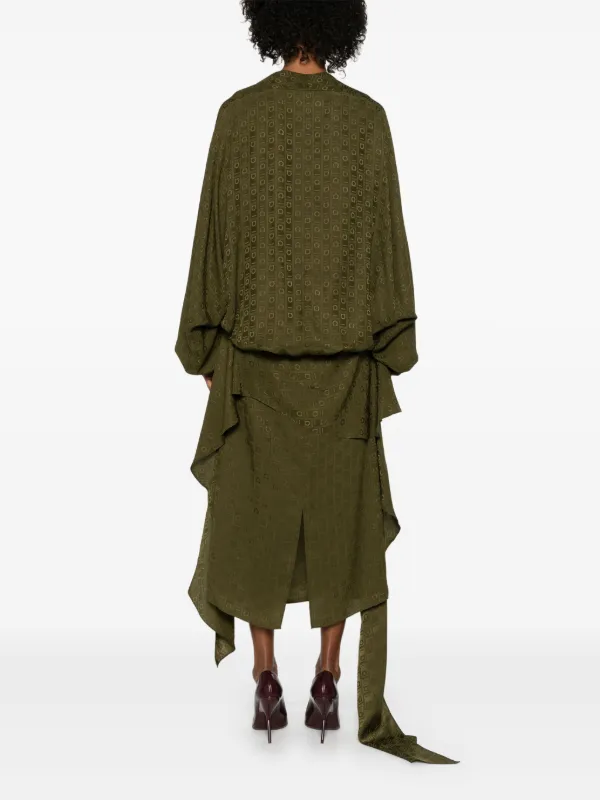 ワンピース SALVATORE FERRAGAMO BOTTLE GREEN STRETCH JERSEY DRESS Ferragamo Ruched Jersey Long-Sleeve Mini Dress | Neiman Marcus