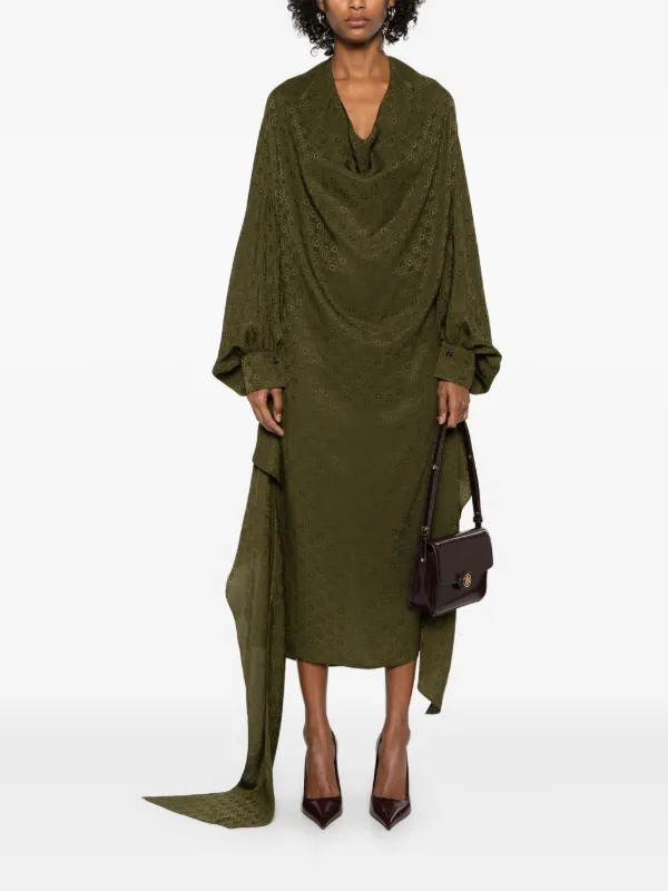 Ferragamo Monogram Silk Dress | Green | FARFETCH