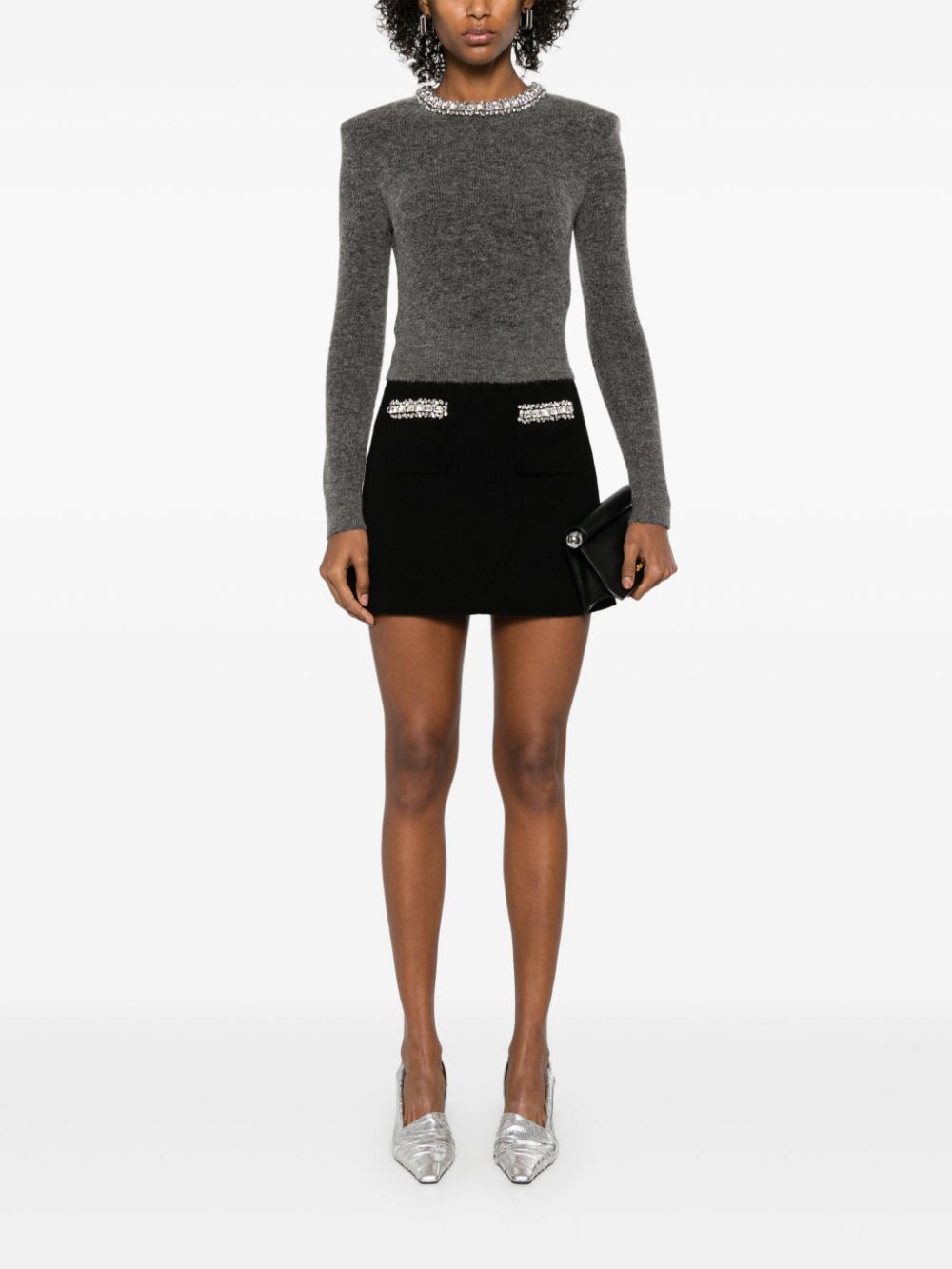 Self-Portrait embellished sweater - Grijs