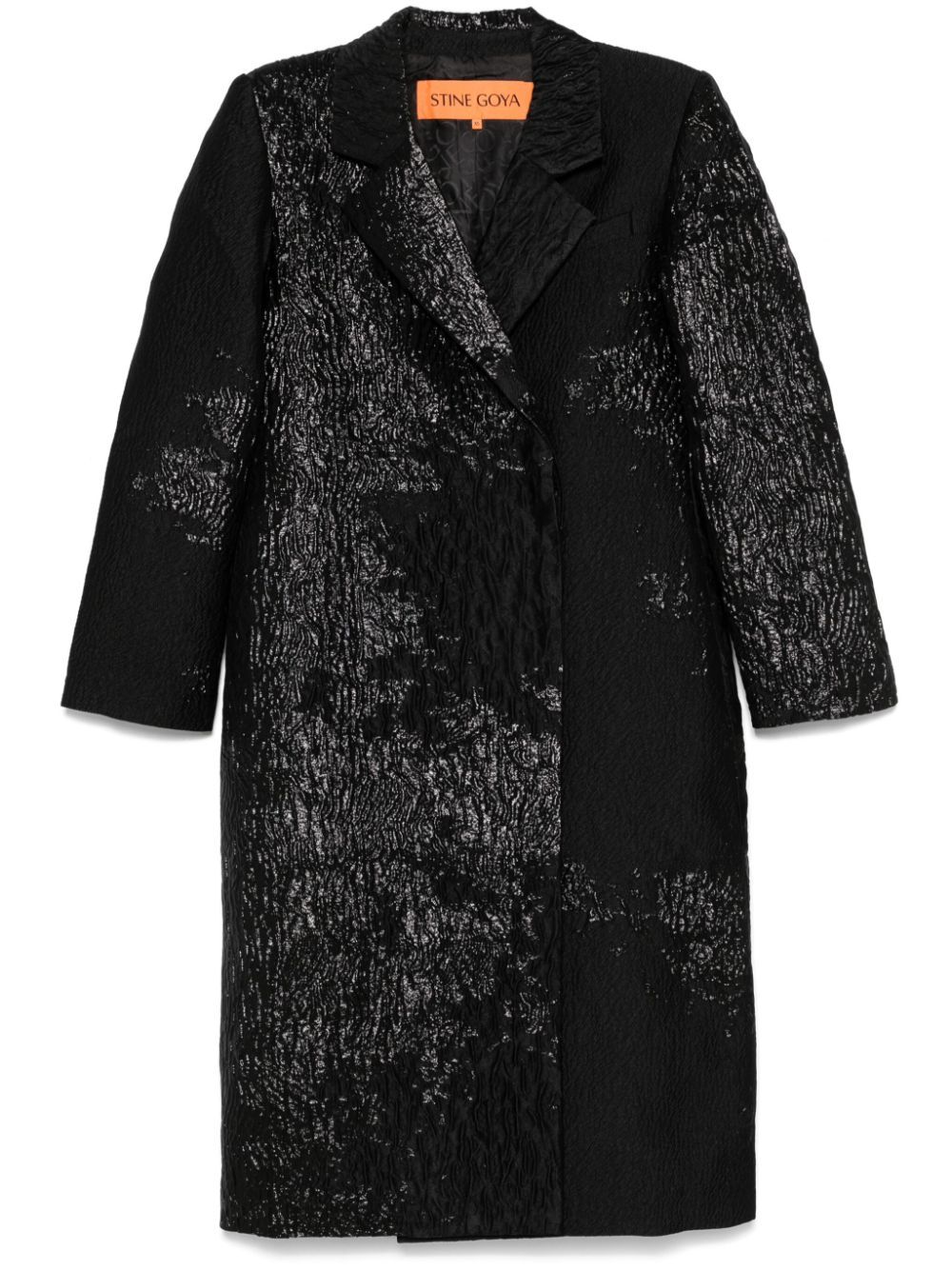 Shop Stine Goya Long-sleeves Straight Coat In Black