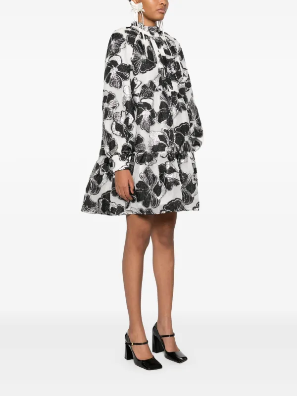 Stine Goya Anemone Gelaagde mini-jurk Met Jacquard Wit FARFETCH NL