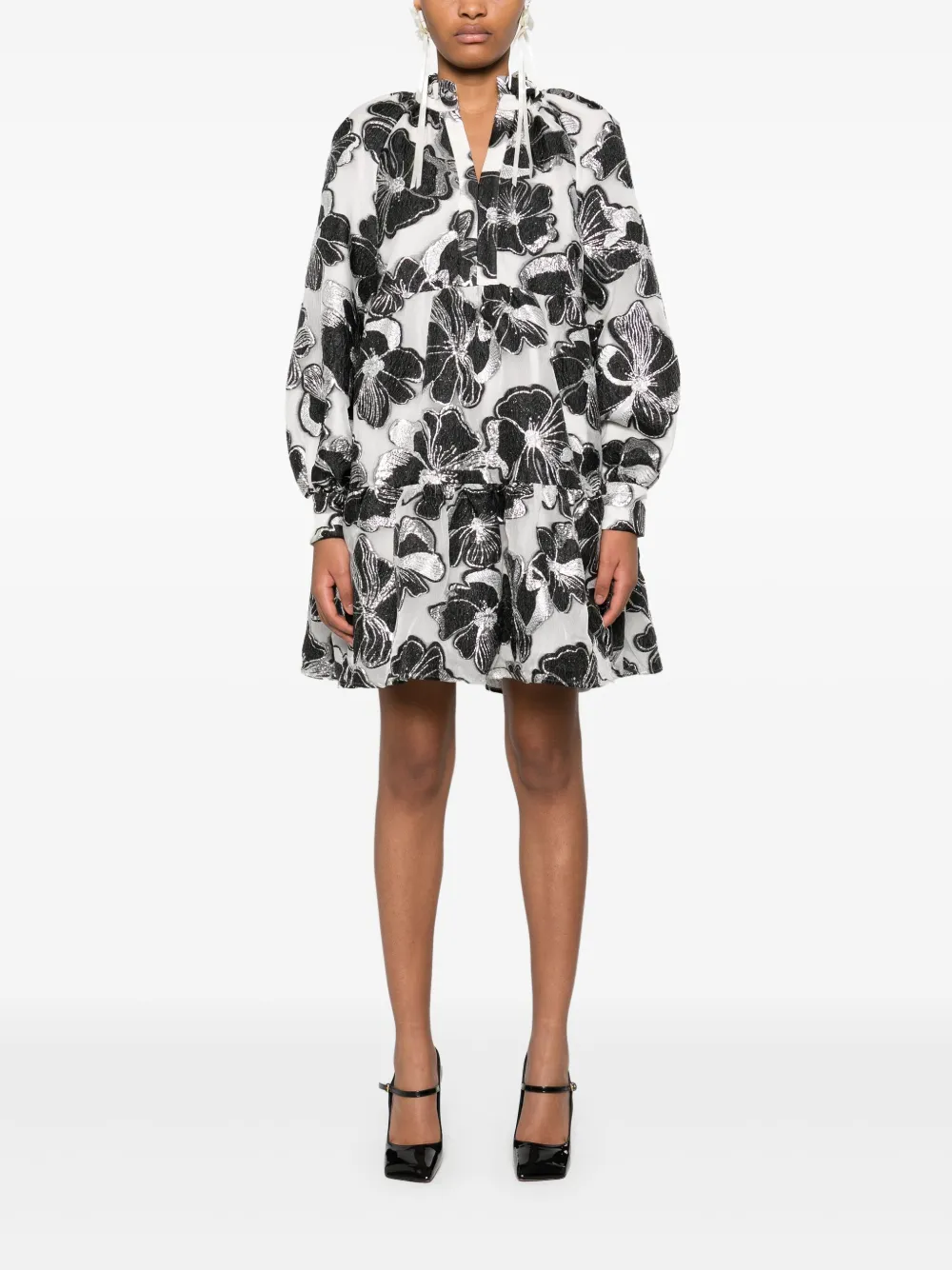 Stine Goya Anemone gelaagde mini-jurk met jacquard - Wit