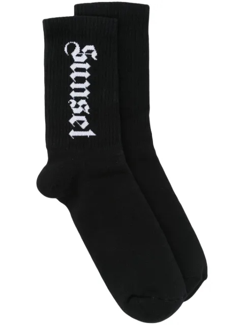 Palm Angels slogan-intarsia socks