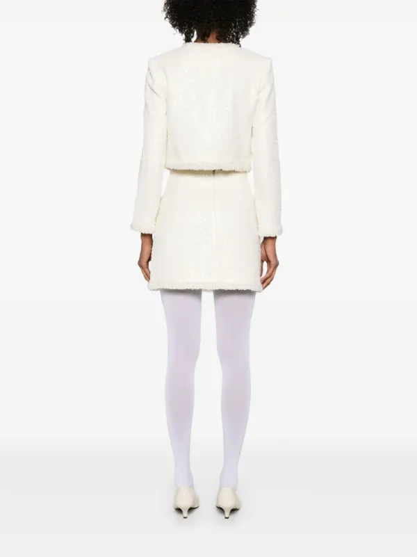 スカート SELF PORTRAIT Ivory Boucle Mini Skirt self-portrait Boucle Mini Skirt | italist