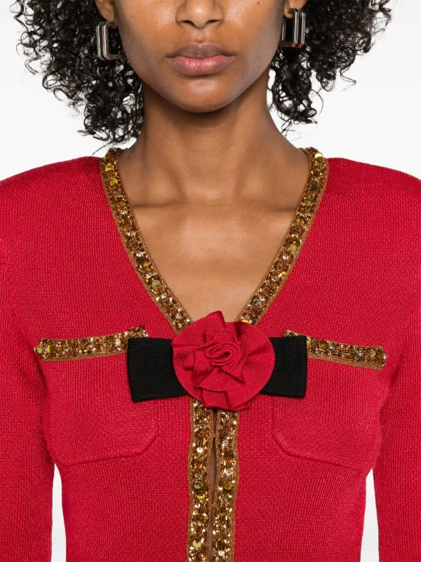 Self-Portrait textured-knit Mini Dress | Red | FARFETCH GE Self-Portrait textured-knit Mini Dress | Red | FARFETCH GE