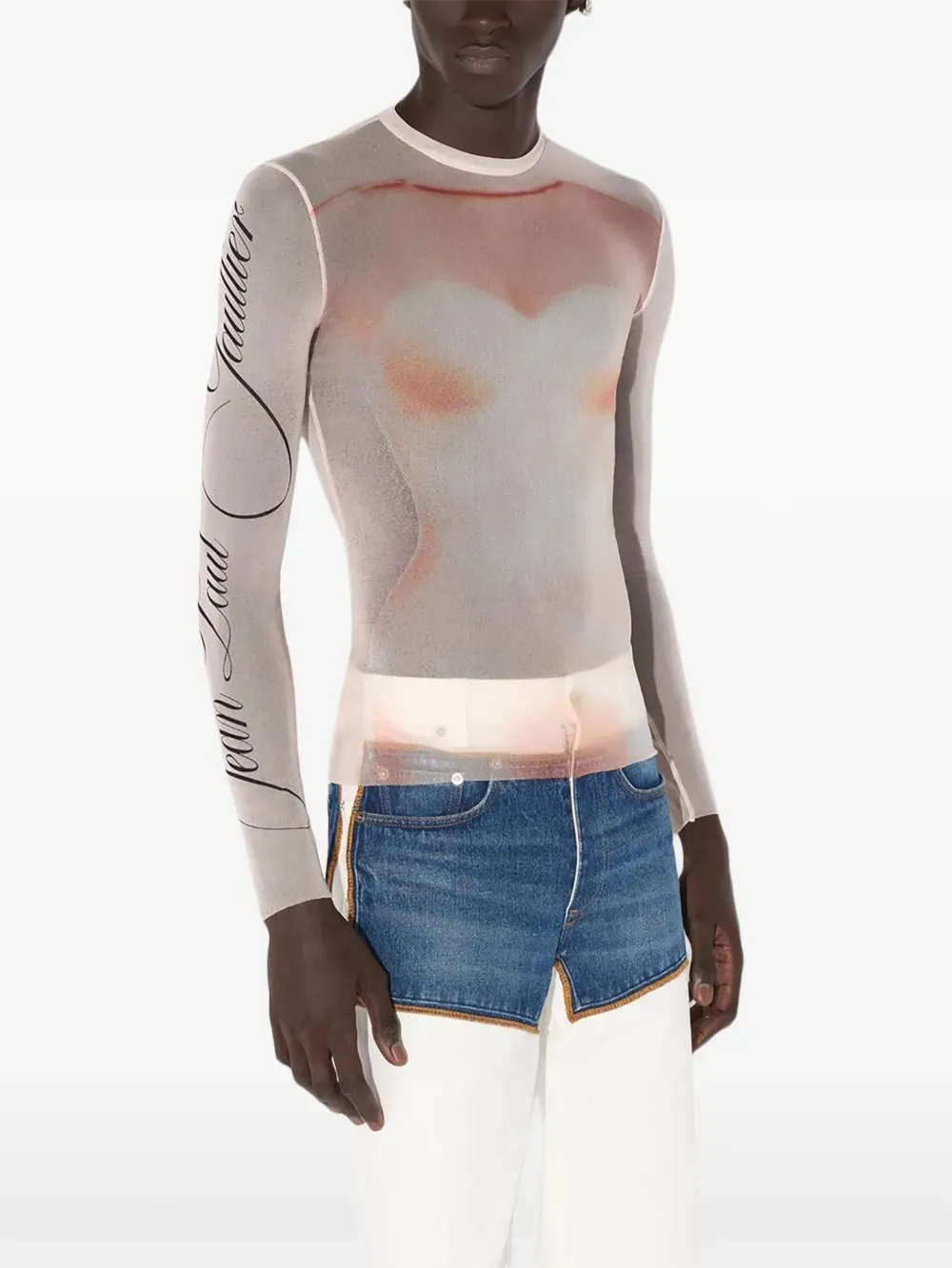 Jean Paul Gaultier silhouette-print T-shirt | Pink | FARFETCH