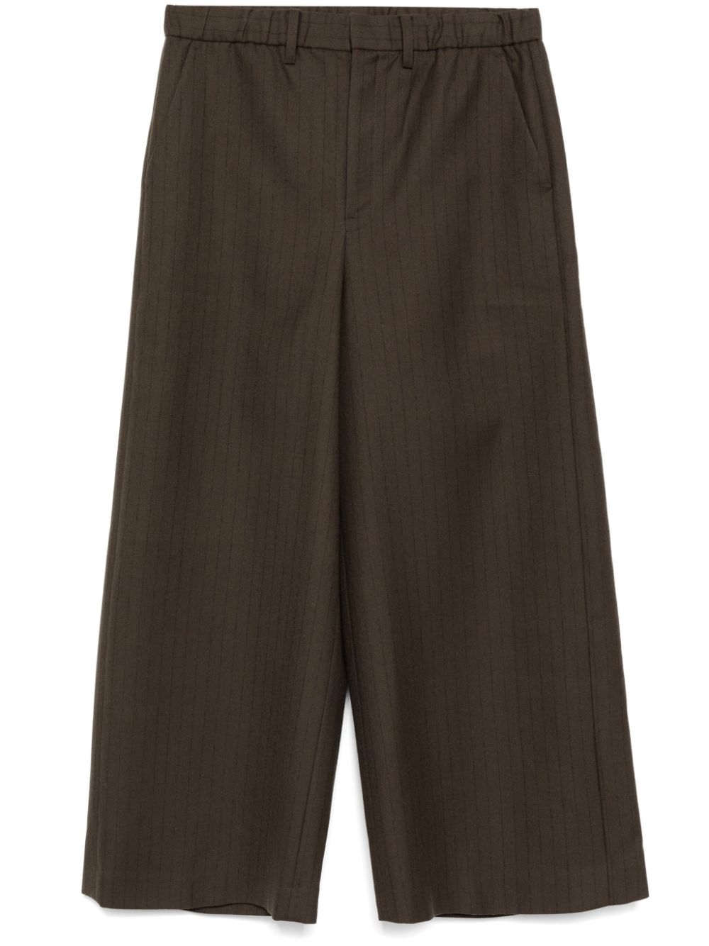 sacai belted pinstripe wide leg trousers - Brown