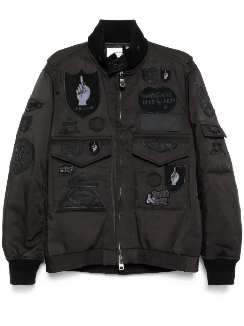 sacai logo badge bomber jacket