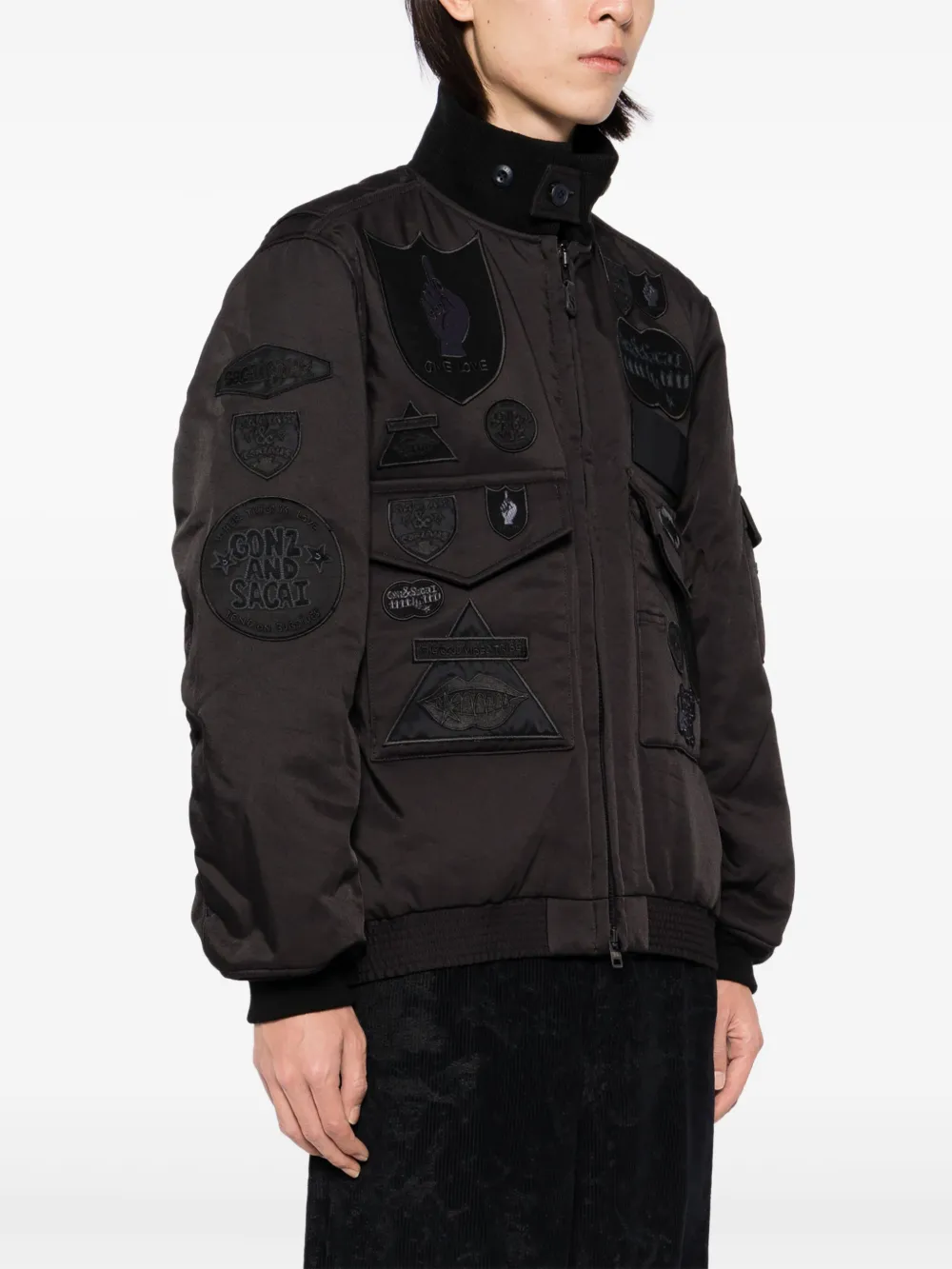 sacai Bomberjack met logo badge Zwart