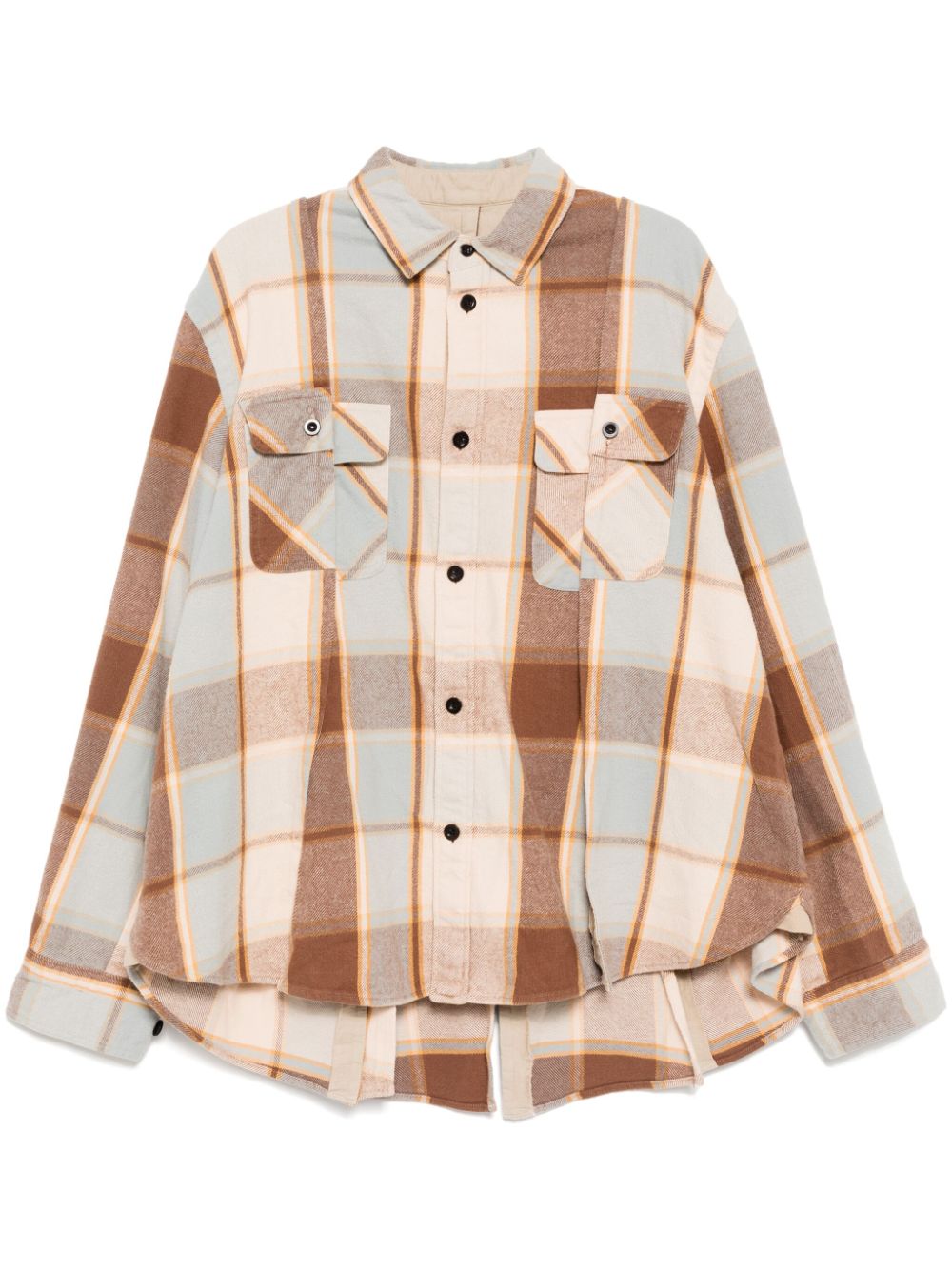 sacai flannel shirt - Brown