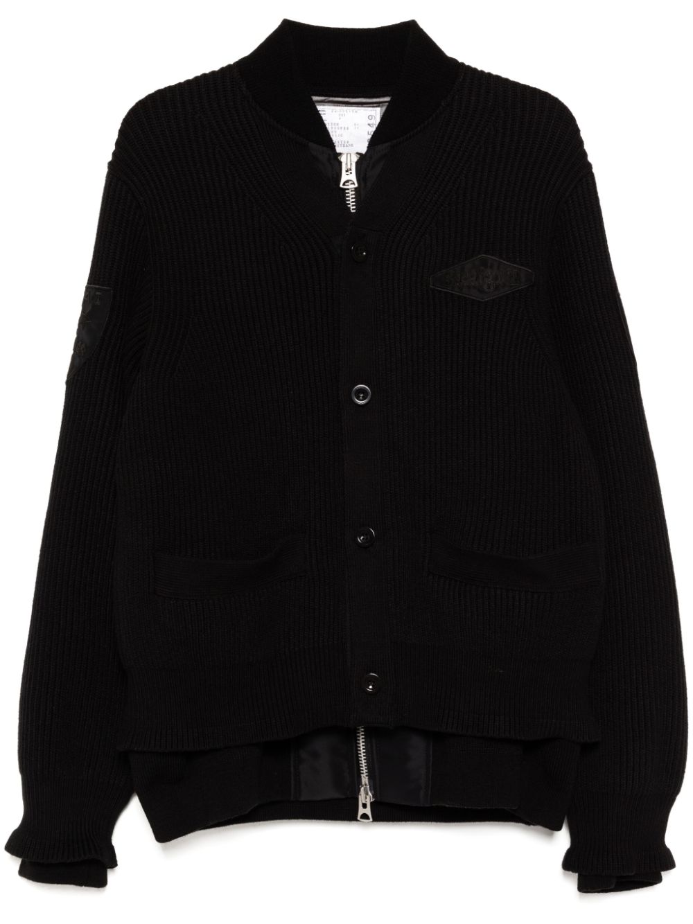 sacai layered cardigan - Black