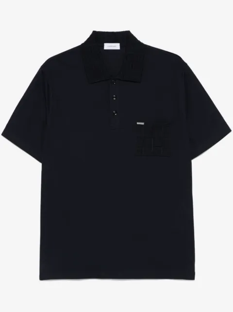 Ferragamo V-neck polo with jacquard pocket detail