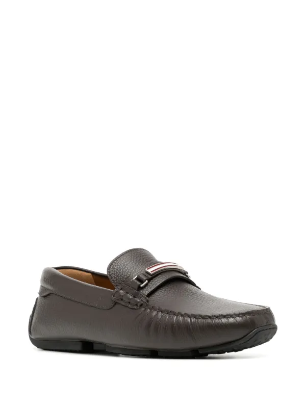 Bally Pilot Driver In Grained Leather Wide Foot Morphology | Brown