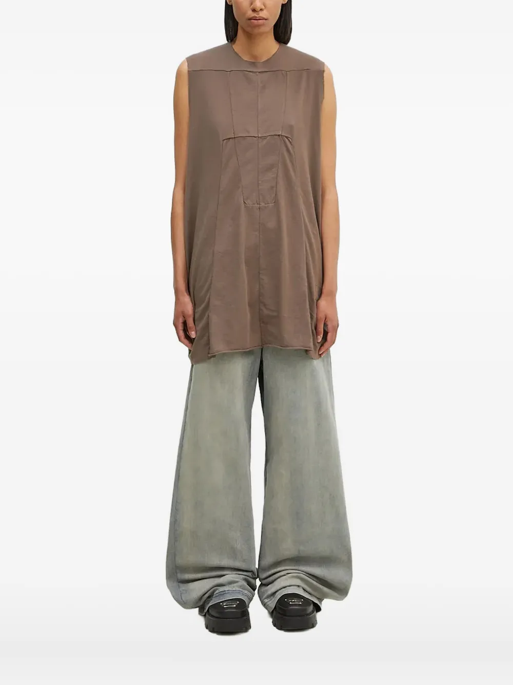Rick Owens Drkshdw Panelled Sleeveless Top In Gold
