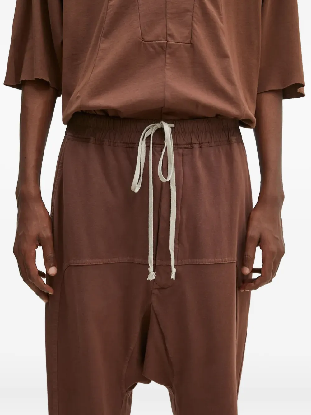 Rick Owens Drkshdw Drawstring Drop-crotch Trousers In Brown