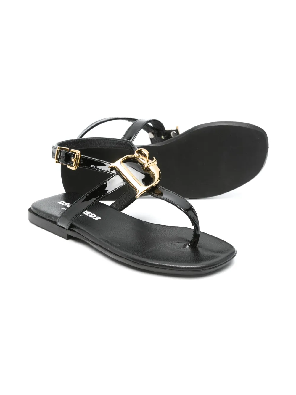 DSQUARED2 KIDS logo-plaque sandals - Zwart