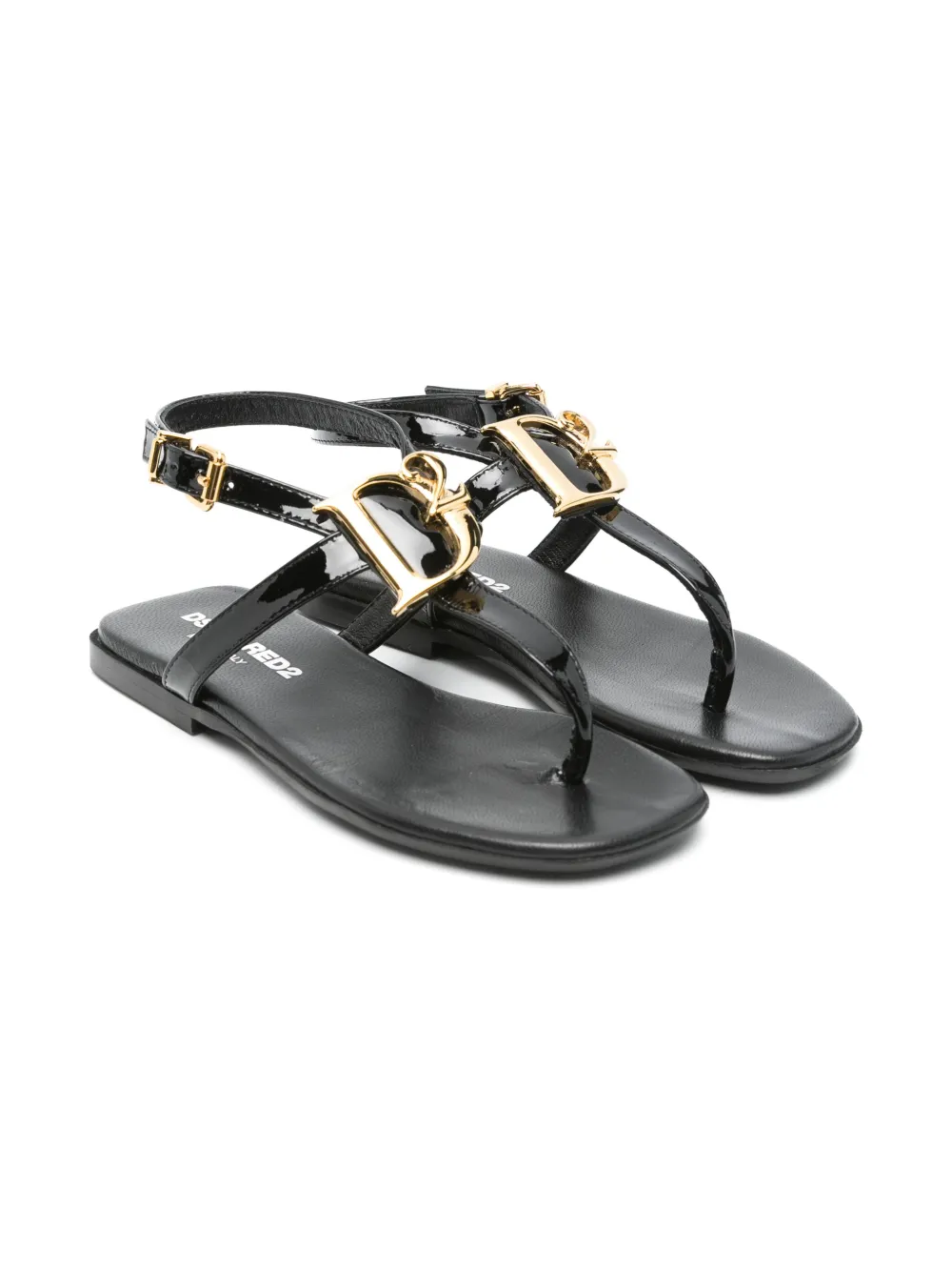 DSQUARED2 KIDS Sandalen met logoplakkaat Zwart